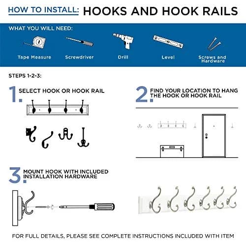 Franklin Brass Heavy Duty Coat Rack 27" Wall Mount Pure White with 6 Hooks | Versatile Home Organizer thumbnail 2