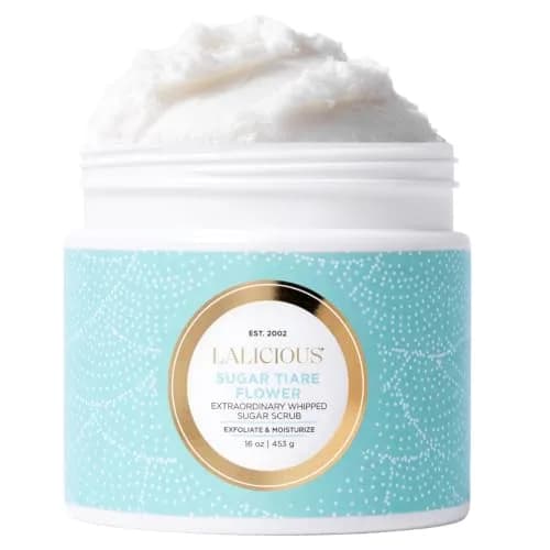 LALICIOUS Sugar Tiare Flower Exfoliating Body Scrub 16oz | Moisturizing Whipped Exfoliator for Sensitive Skin thumbnail 1
