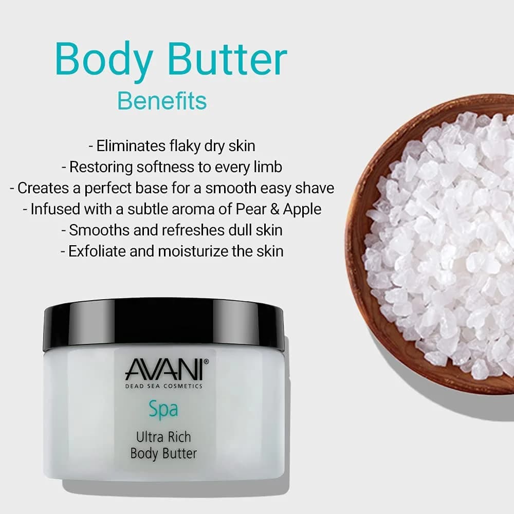 Avani Ultra Rich Body Butter Pear/Apple Fragrance 250ml (8.5 Fl Oz) | Dead Sea Minerals & Shea Butter for All Skin Types - view 6
