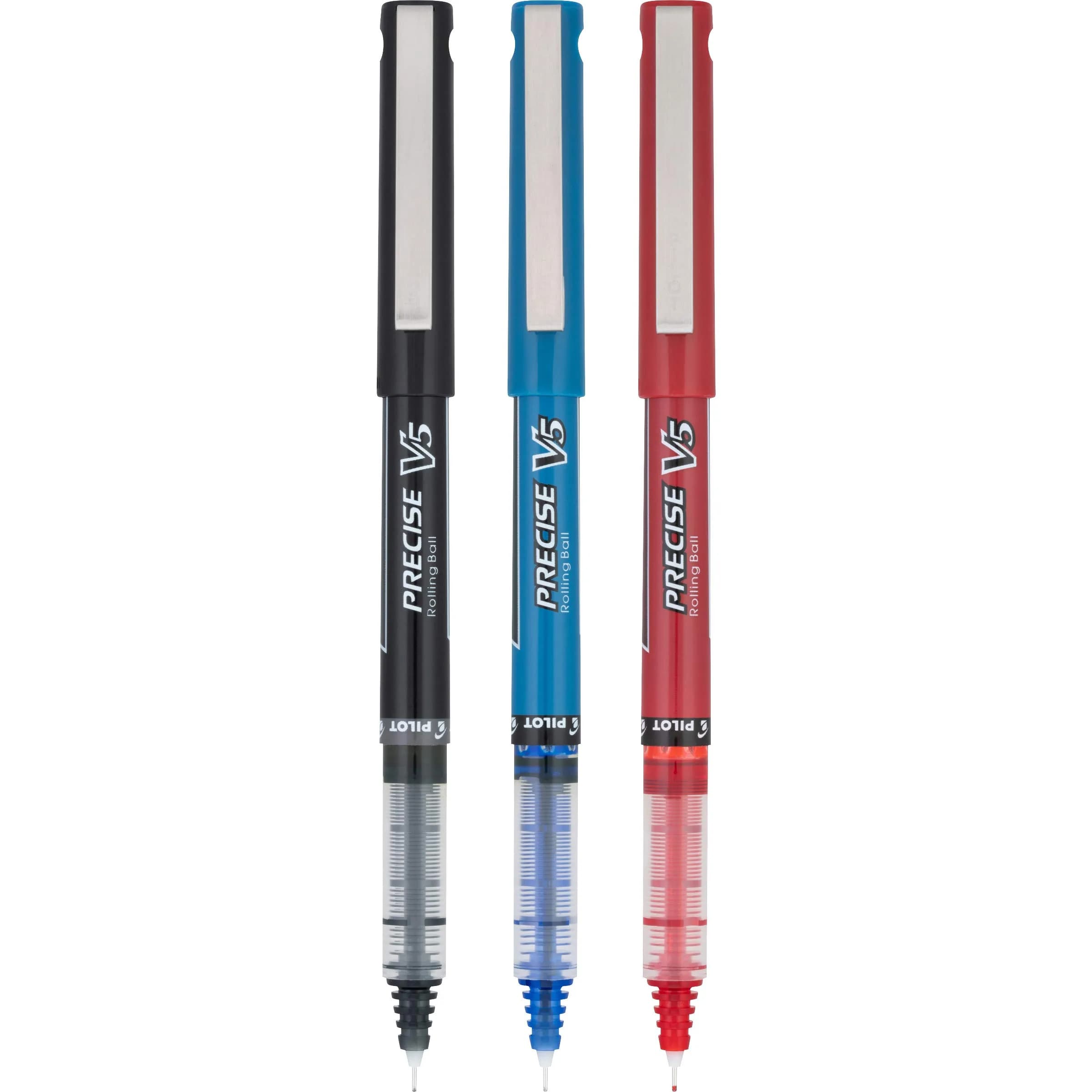Pilot Precise V5 RT Rollerball Pens - Black, Blue, Red Ink - Extra Fine 0.5mm, 3 Count Pack - view 3