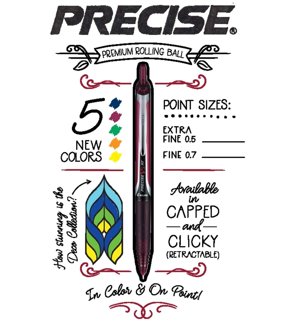 Pilot Precise V5 RT Rollerball Pens, Extra Fine 0.5mm Red Ink, Pack of 2 - view 3