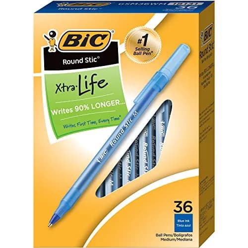 BIC Round Stic Xtra Life Blue Ballpoint Pens, Medium Point 1.0mm, 36-Count Pack | Smooth Ink Flow for Daily Writing thumbnail 1