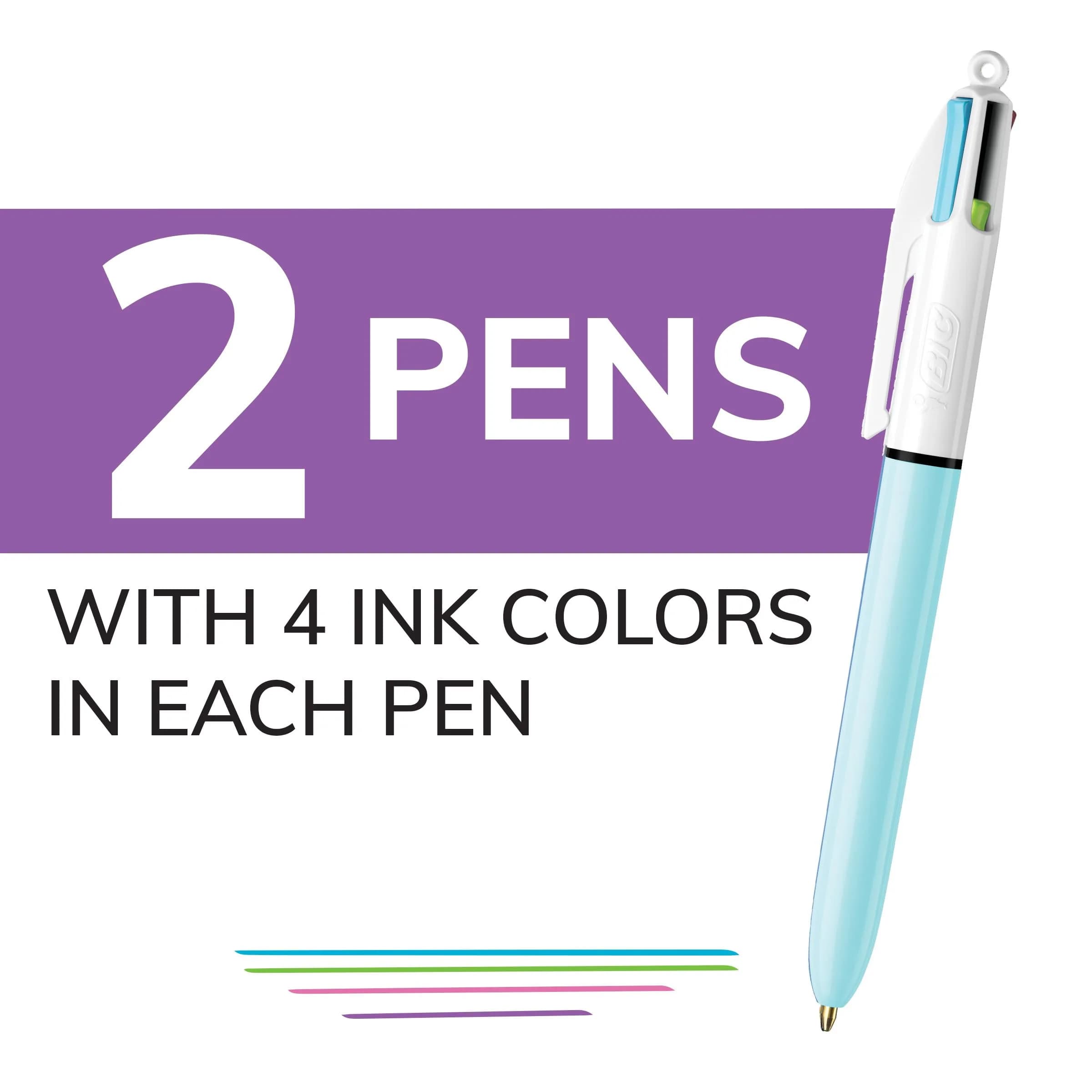 BIC 4 Color Fashion Retractable Ballpoint Pens, Assorted Ink, 2-Count | Smooth Writing for Students & Professionals - view 3