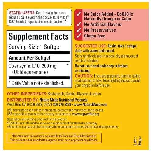 Nature Made CoQ10 200mg Softgels | Heart & Cellular Energy Support, 40 Softgels thumbnail 7