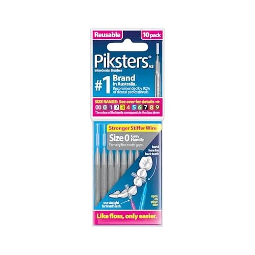 Piksters Interdental Brush Size 0 Grey (10 Pack) | ISO 1 for Very Tight Gaps thumbnail 1