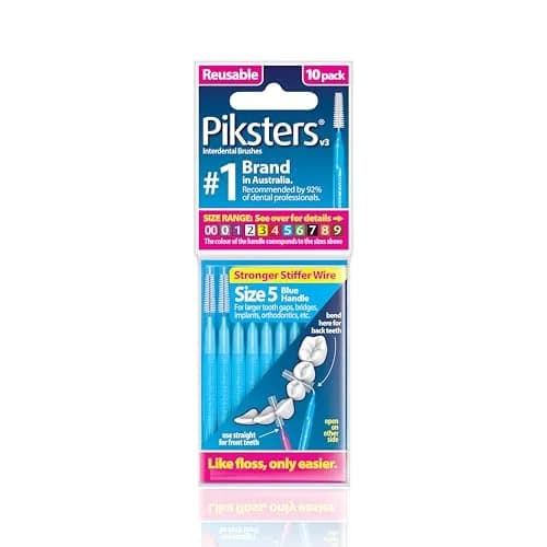 Piksters Blue Interdental Brush Size 5 (10 Count) | Cleans Large Gaps, Reusable thumbnail 1