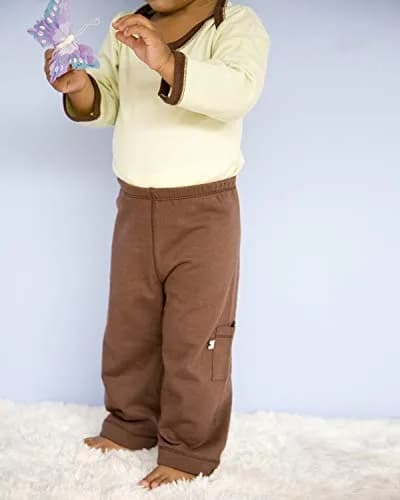 Babysoy Baby Girls' Soft Cozy Pants - Eggplant - 3-6 Months | Ultra-Soft, Recycled Fabric for Sensitive Skin thumbnail 5