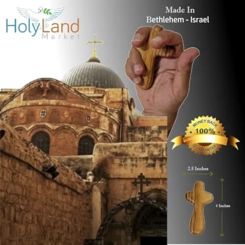 Holy Land Market Olive Wood Comfort Cross 4 Inch | Handcrafted Bethlehem Faith Symbol thumbnail 8