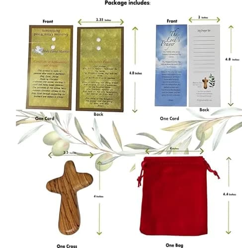 Holy Land Market Olive Wood Comfort Cross 4 Inch | Handcrafted Bethlehem Faith Symbol thumbnail 9