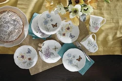 Lenox Butterfly Meadow 6-Piece Dessert Plate Set for 6 | Elegant Ceramic Dinnerware thumbnail 4