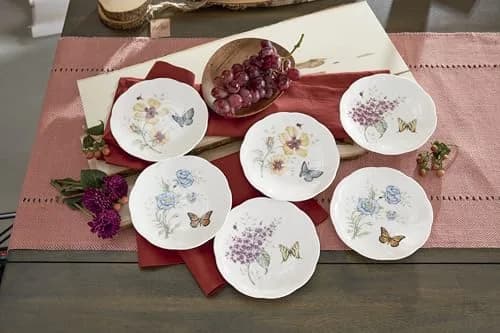Lenox Butterfly Meadow 6-Piece Dessert Plate Set for 6 | Elegant Ceramic Dinnerware thumbnail 6