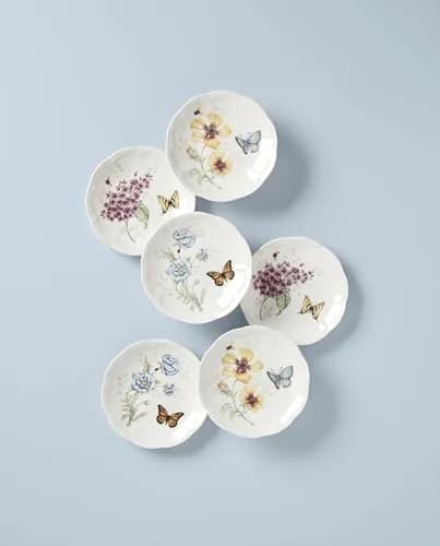 Lenox Butterfly Meadow 6-Piece Dessert Plate Set for 6 | Elegant Ceramic Dinnerware thumbnail 2