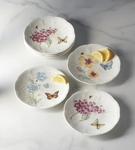 Lenox Butterfly Meadow 6-Piece Dessert Plate Set for 6 | Elegant Ceramic Dinnerware thumbnail 3