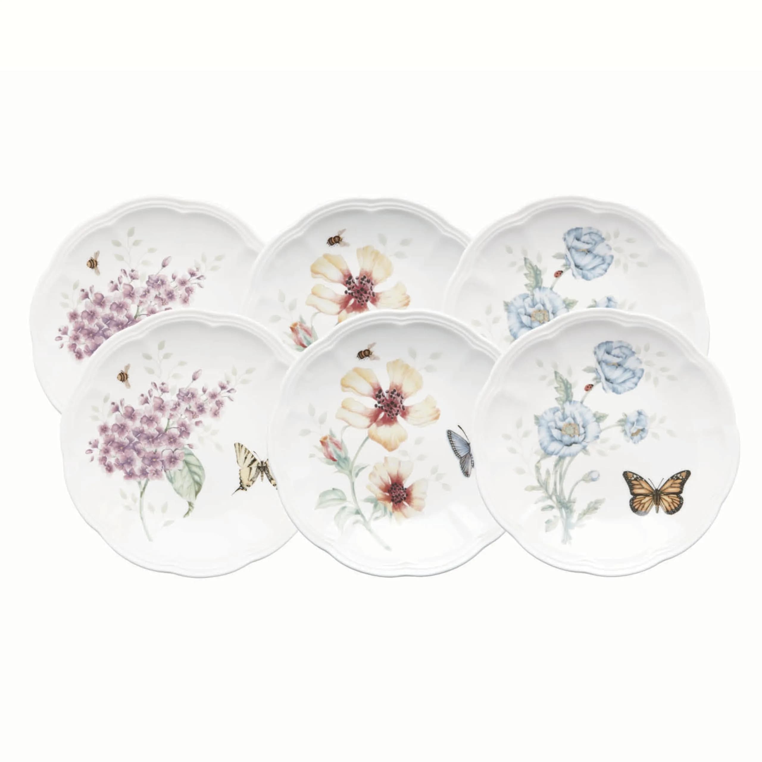 Lenox Butterfly Meadow Party Plates Set of 6 | Chip-Resistant Porcelain Dessert Bowls - main product image
