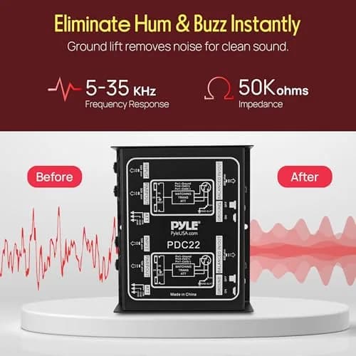 Pyle-Pro PDC22 Passive DI Box | 1/4 Inch Input to XLR Output Hum Eliminator with Attenuator thumbnail 5