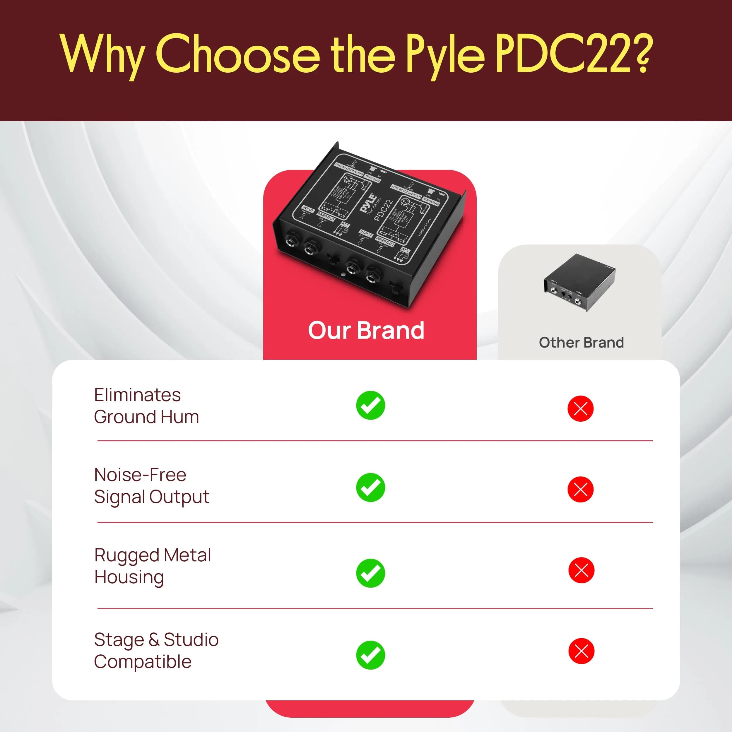 Pyle-Pro PDC22 Passive DI Box | 1/4 Inch Input to XLR Output Hum Eliminator with Attenuator - view 7