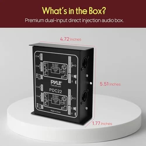 Pyle-Pro PDC22 Passive DI Box | 1/4 Inch Input to XLR Output Hum Eliminator with Attenuator thumbnail 2