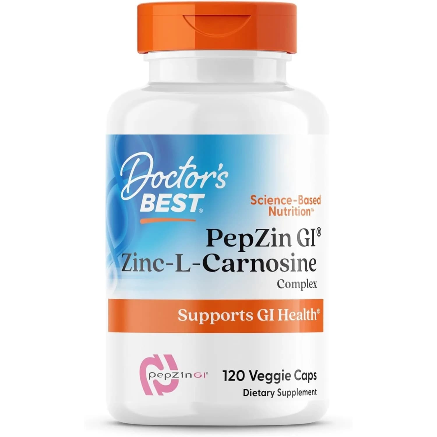 Doctor's Best PepZin GI Zinc-L-Carnosine Complex 120 Veg Capsules | Supports Gut Health & Stomach Comfort — No Color
