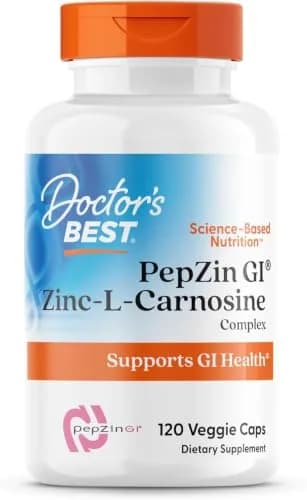 Doctor's Best PepZin GI Zinc-L-Carnosine Complex 120 Veg Capsules | Supports Gut Health & Stomach Comfort thumbnail 1