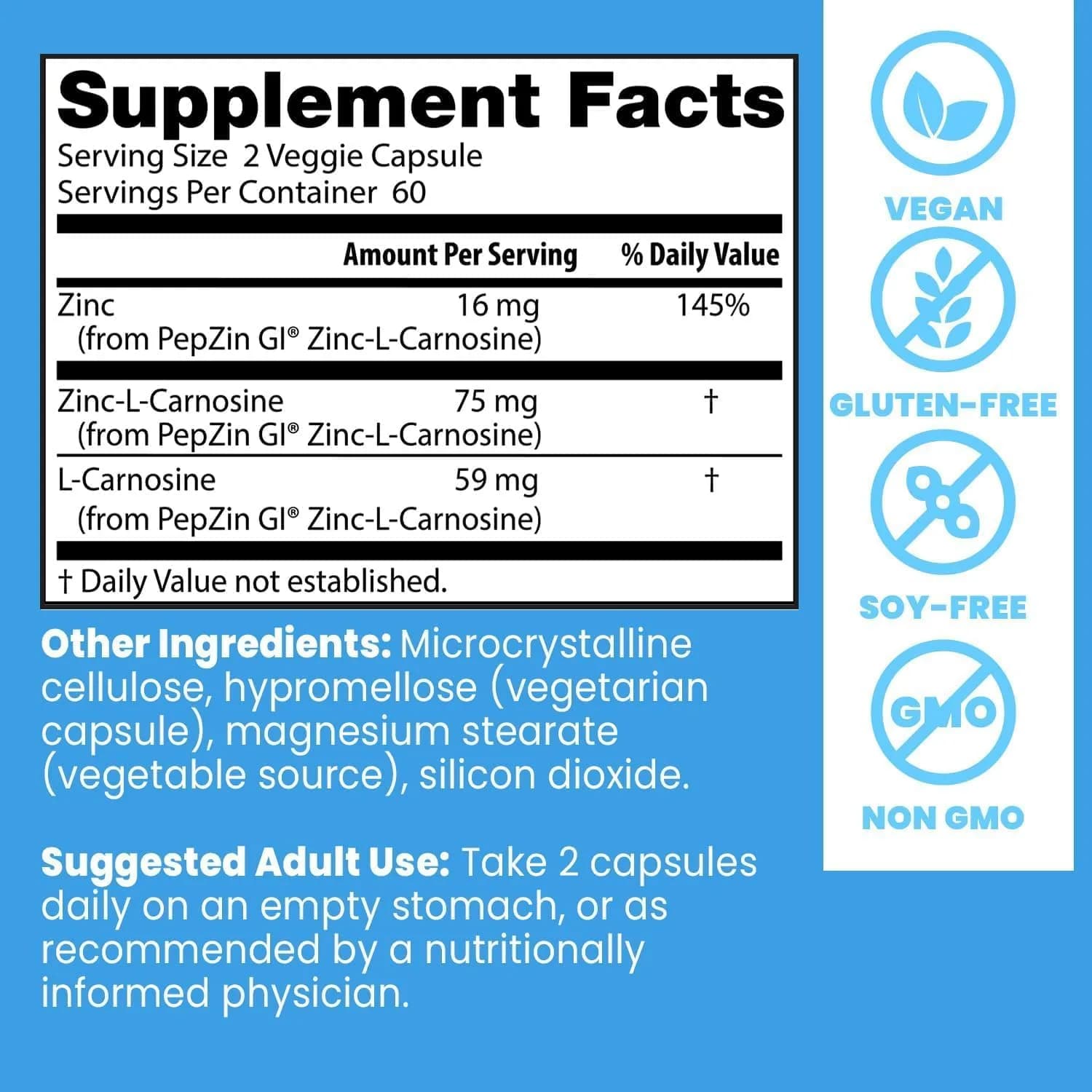Doctor's Best PepZin GI Zinc-L-Carnosine Complex 120 Veg Capsules | Supports Gut Health & Stomach Comfort - view 4