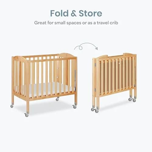 Dream On Me 3-in-1 Portable Folding Crib in Natural | Safe, Stylish & GREENGUARD Gold Certified thumbnail 4