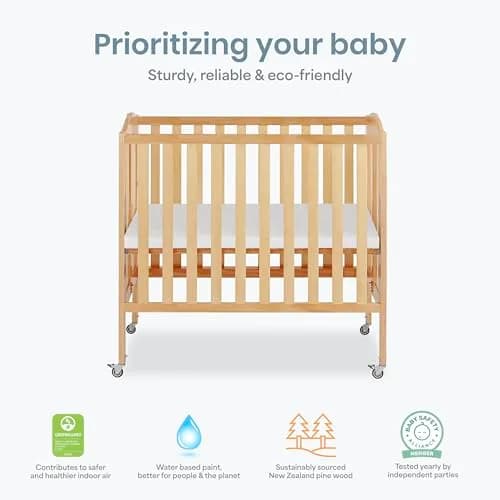 Dream On Me 3-in-1 Portable Folding Crib in Natural | Safe, Stylish & GREENGUARD Gold Certified thumbnail 5