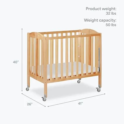 Dream On Me 3-in-1 Portable Folding Crib in Natural | Safe, Stylish & GREENGUARD Gold Certified thumbnail 3