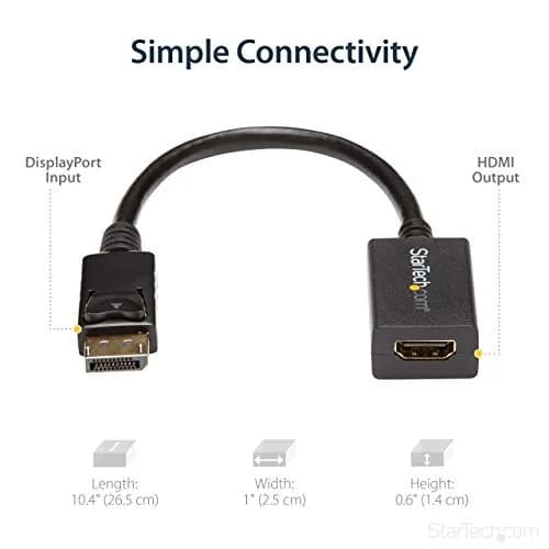 StarTech.com DisplayPort to HDMI Adapter Converter 21cm (8in) Cable | Passive DP++ to HDMI Dongle for 1080p Video thumbnail 5