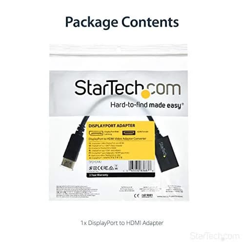 StarTech.com DisplayPort to HDMI Adapter Converter 21cm (8in) Cable | Passive DP++ to HDMI Dongle for 1080p Video thumbnail 6