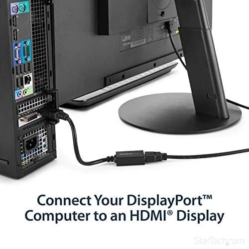 StarTech.com DisplayPort to HDMI Adapter Converter 21cm (8in) Cable | Passive DP++ to HDMI Dongle for 1080p Video thumbnail 2