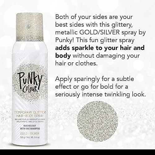 Jerome Russell Punky Colour Glitter Spray Gold/Silver | Shimmery Hair & Body Glitter, 3.5 oz thumbnail 4