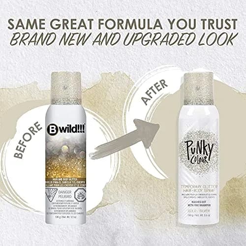Jerome Russell Punky Colour Glitter Spray Gold/Silver | Shimmery Hair & Body Glitter, 3.5 oz thumbnail 2
