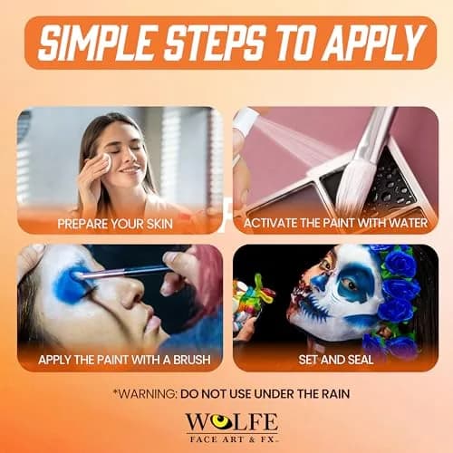 Wolfe FX 12-Color Makeup Palette - Face & Body Paint Kit Essentials | Vibrant, Long-Lasting, Skin-Safe thumbnail 6
