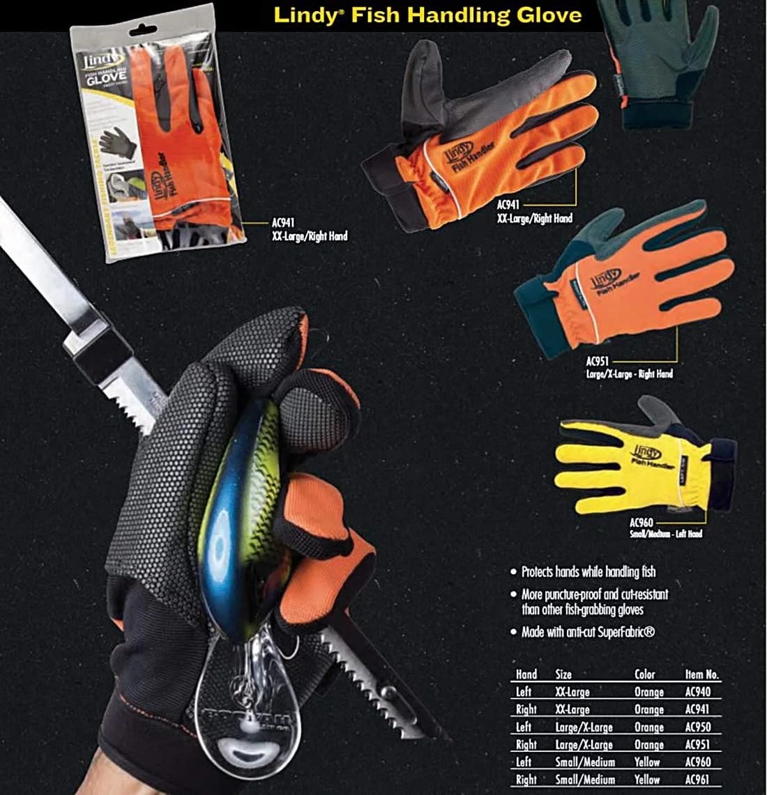 Lindy Fish Handling Glove Puncture-Proof and Cut Resistant Left Hand Large/X-Large | 800% More Puncture Resistant - view 4