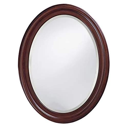 Howard Elliott Collection George Oval Chocolate Brown Wall Mirror 33 x 25 Inch | Beveled Wood Framed Vanity Mirror thumbnail 1