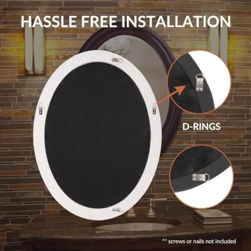 Howard Elliott Collection George Oval Chocolate Brown Wall Mirror 33 x 25 Inch | Beveled Wood Framed Vanity Mirror thumbnail 5