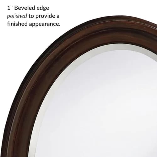 Howard Elliott Collection George Oval Chocolate Brown Wall Mirror 33 x 25 Inch | Beveled Wood Framed Vanity Mirror thumbnail 2