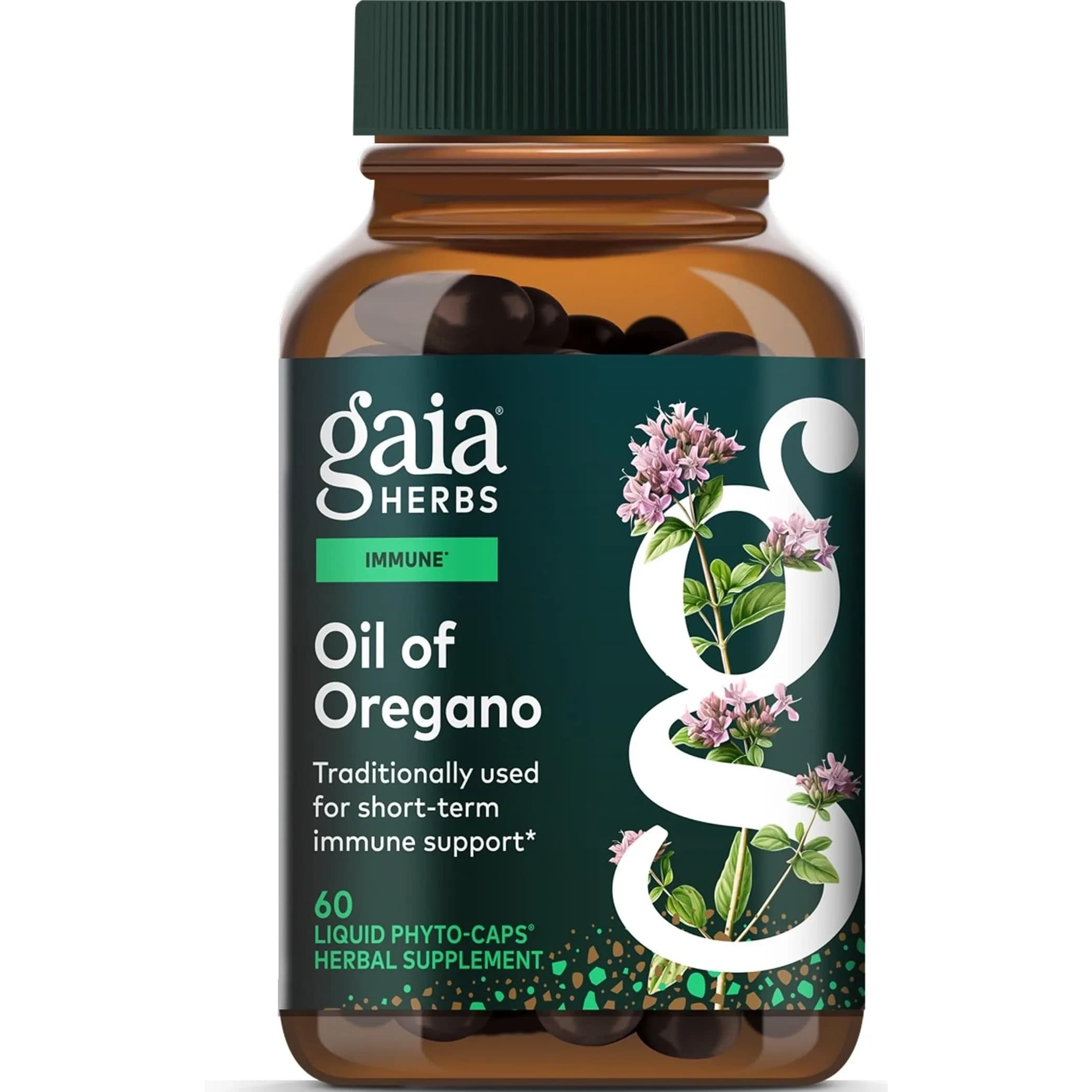 Gaia Herbs Oil of Oregano 230 mg Vegan Capsules | Immune & Antioxidant Support Supplement with Carvacrol & Thymol — No Color