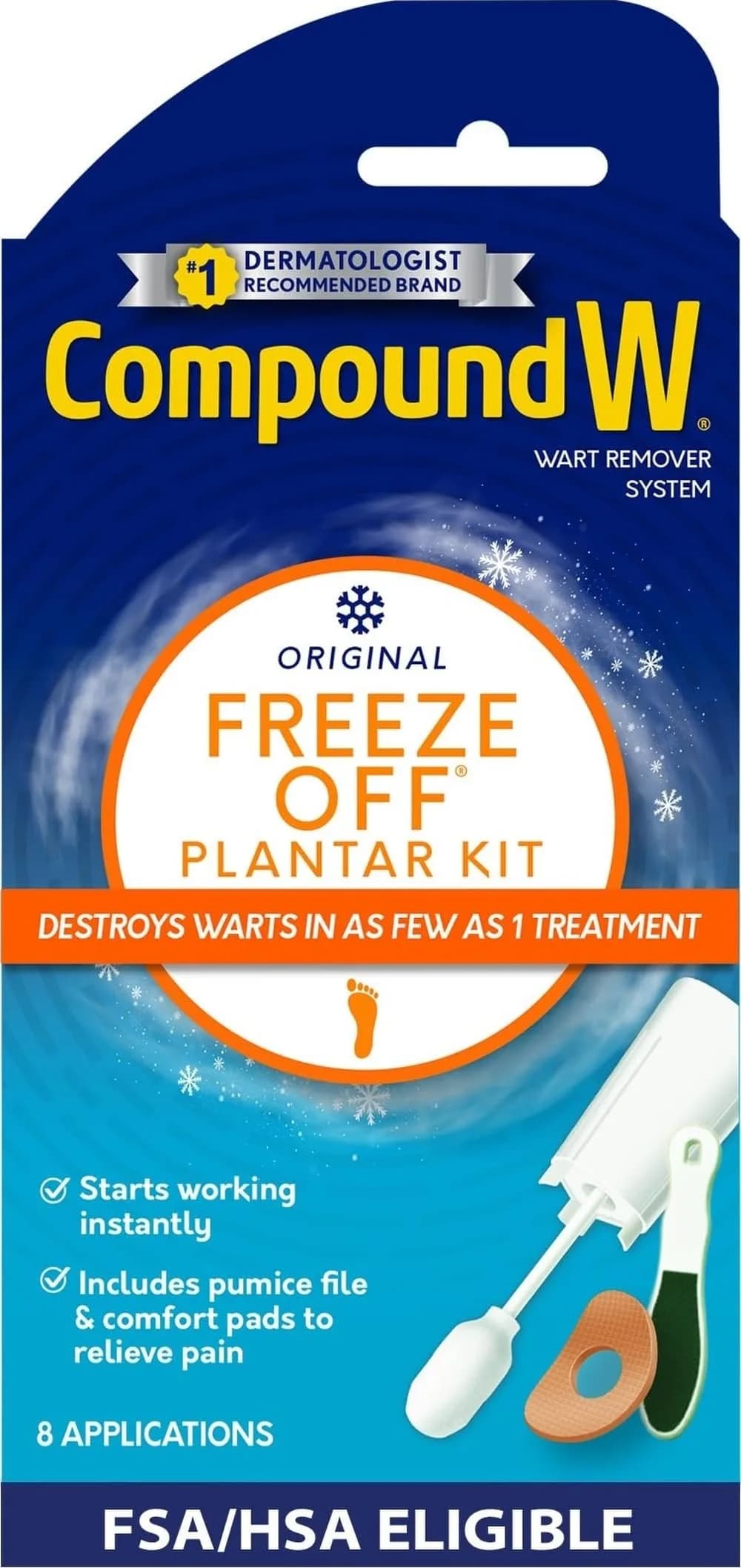 Compound W Freeze Off Plantar Wart Removal Kit 8 Applications | Doctor-Recommended Medication