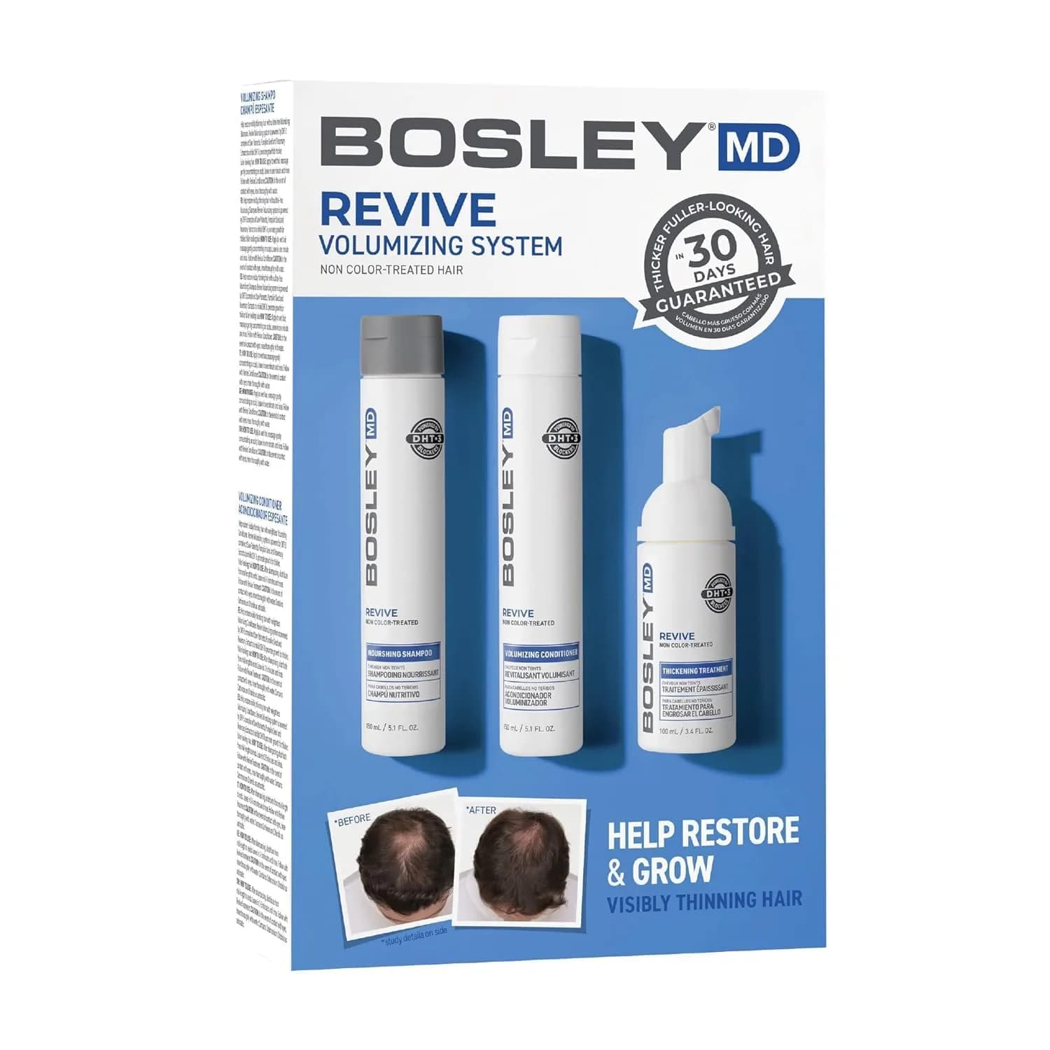 BosleyMD BOSRevive Volumizing Hair System for Non Color-Treated Hair – DHT-Blocking Shampoo, Conditioner & Thickening Treatment (30 Days) - main product image