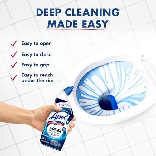 Lysol Power Toilet Bowl Cleaner Clinging Gel 48 fl oz (24 fl oz x 2) | Kills 99.9% of Bacteria & Viruses thumbnail 5