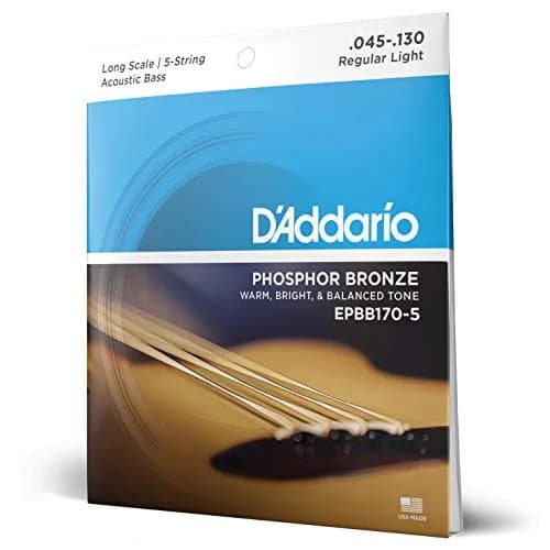 D'Addario EPBB170-5 Phosphor Bronze 5-String Acoustic Bass Strings, Long Scale, 45-130 thumbnail 1