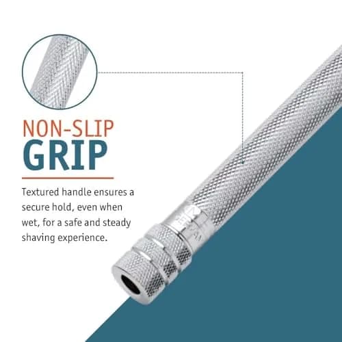 MERKUR 23C Double Edge Safety Razor - 10.16cm (4") Long Knurled Brass Handle, Made in Germany | Smooth, Irritation-Free Shave thumbnail 4