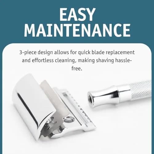 MERKUR 23C Double Edge Safety Razor - 10.16cm (4") Long Knurled Brass Handle, Made in Germany | Smooth, Irritation-Free Shave thumbnail 5