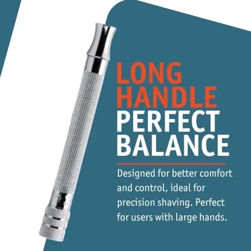 MERKUR 23C Double Edge Safety Razor - 10.16cm (4") Long Knurled Brass Handle, Made in Germany | Smooth, Irritation-Free Shave thumbnail 3
