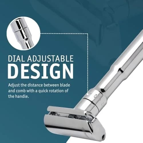 MERKUR FUTUR 701 Adjustable Double Edge Safety Razor - Bright Chrome | 122g (4.3 oz) | Precision German Engineering thumbnail 4