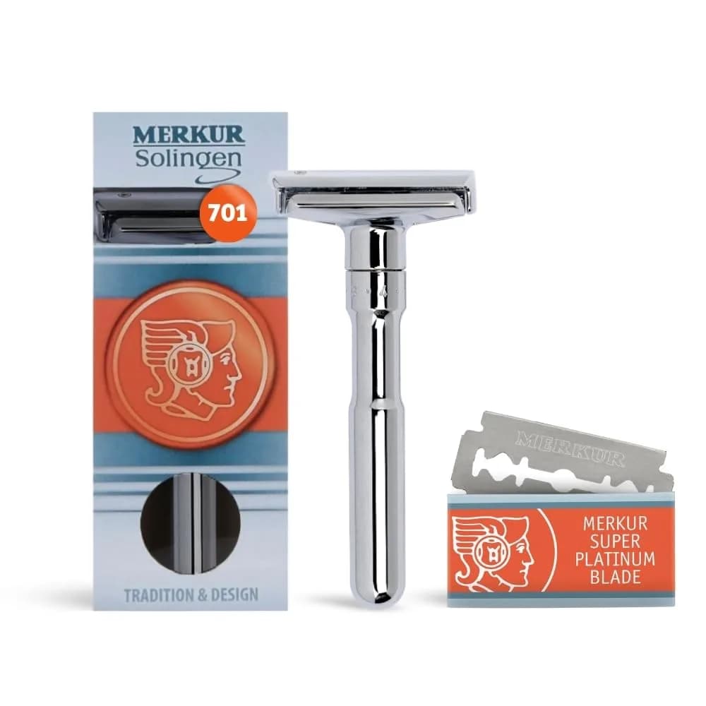 MERKUR FUTUR 701 Adjustable Double Edge Safety Razor - Bright Chrome | 122g (4.3 oz) | Precision German Engineering