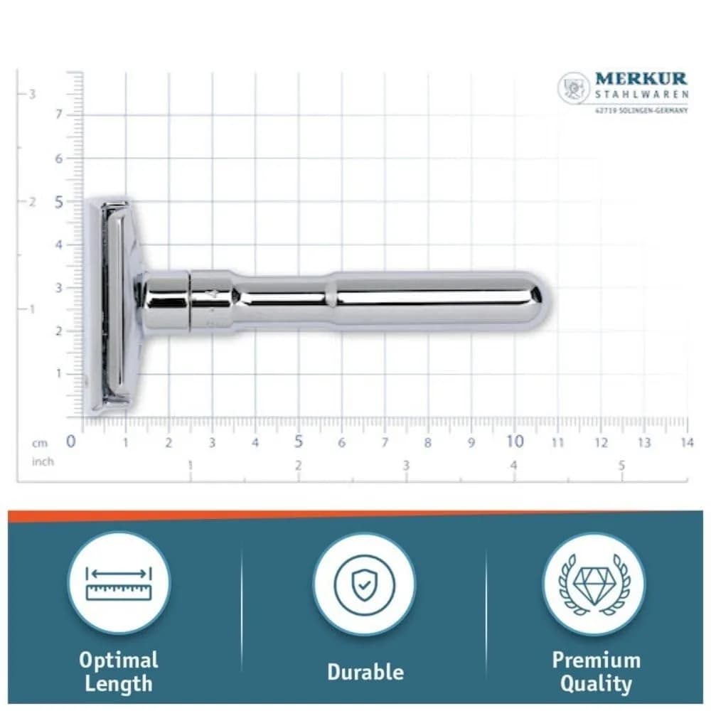 MERKUR FUTUR 701 Adjustable Double Edge Safety Razor - Bright Chrome | 122g (4.3 oz) | Precision German Engineering - view 7