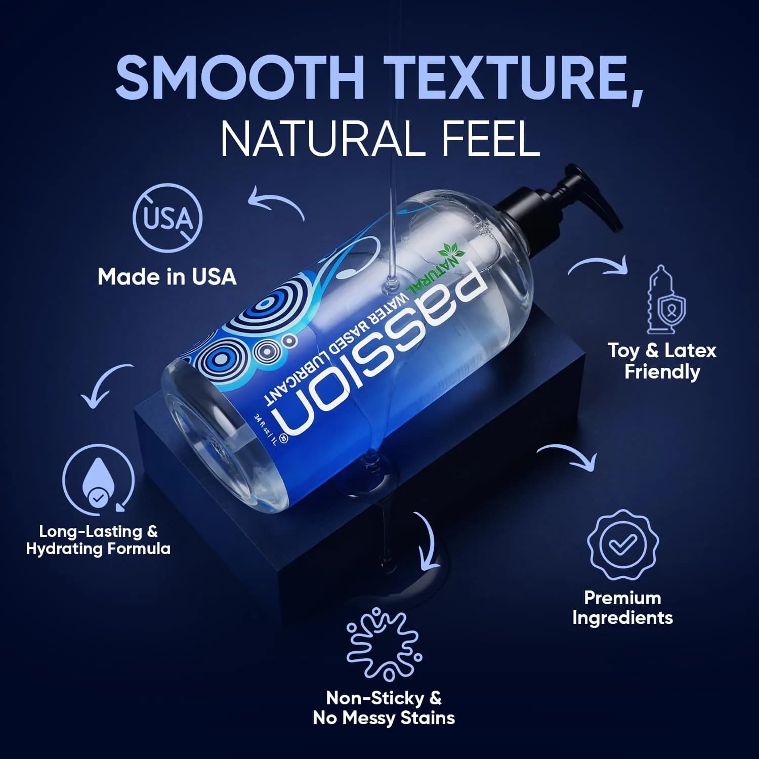 Passion Natural Water-Based Personal Lubricant 16 Fl Oz | Smooth, Non-Sticky, Easy-to-Clean Formula for Comfortable Use — Water-Based / 2 Fl Oz thumbnail 4