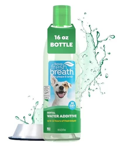 TropiClean Fresh Breath Water Additive for Dogs 473ml (16 Fl Oz) | Odorless, VOHC Accepted, No Brushing Required thumbnail 1